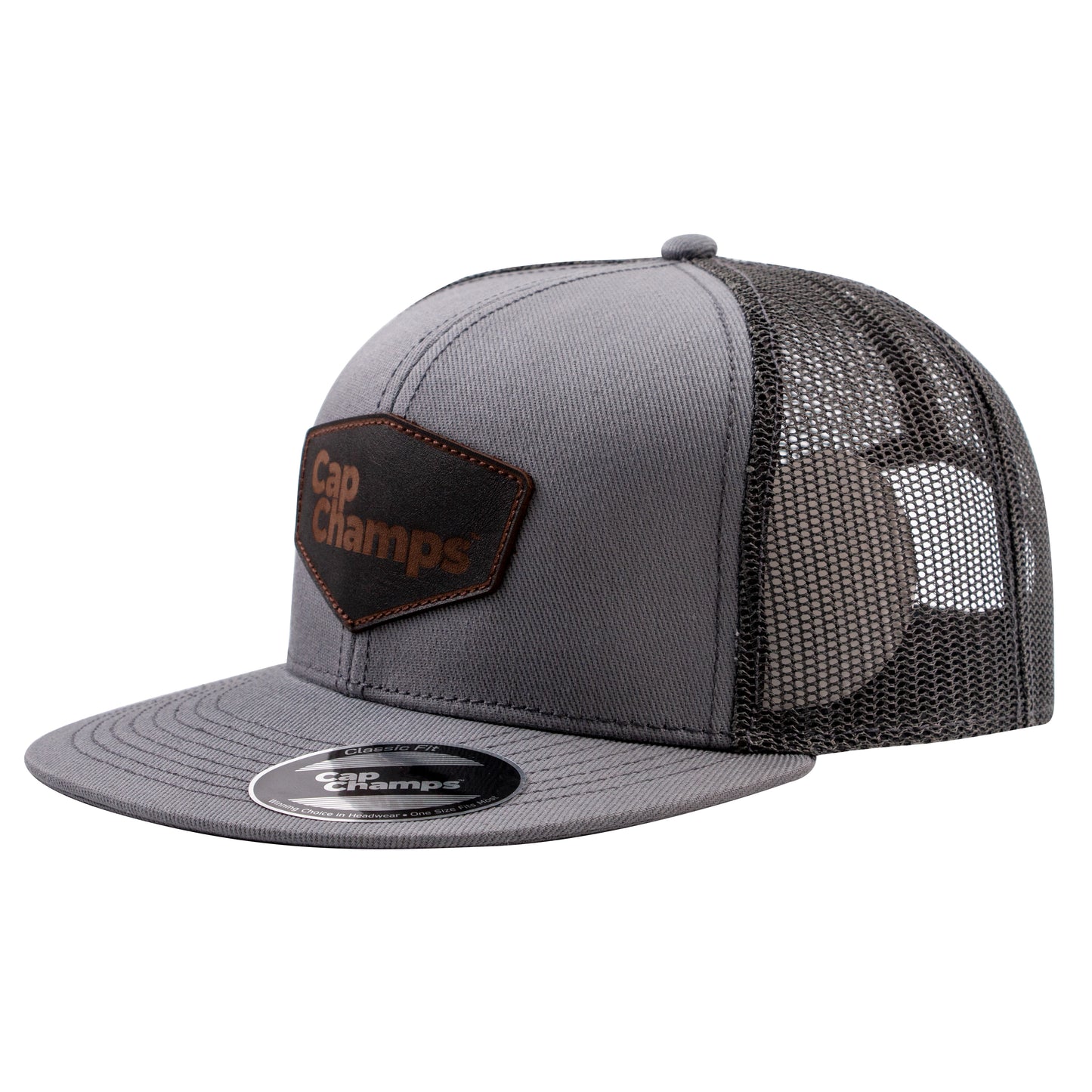 Classic Fit Mesh Snap Back Cap Leather Patch