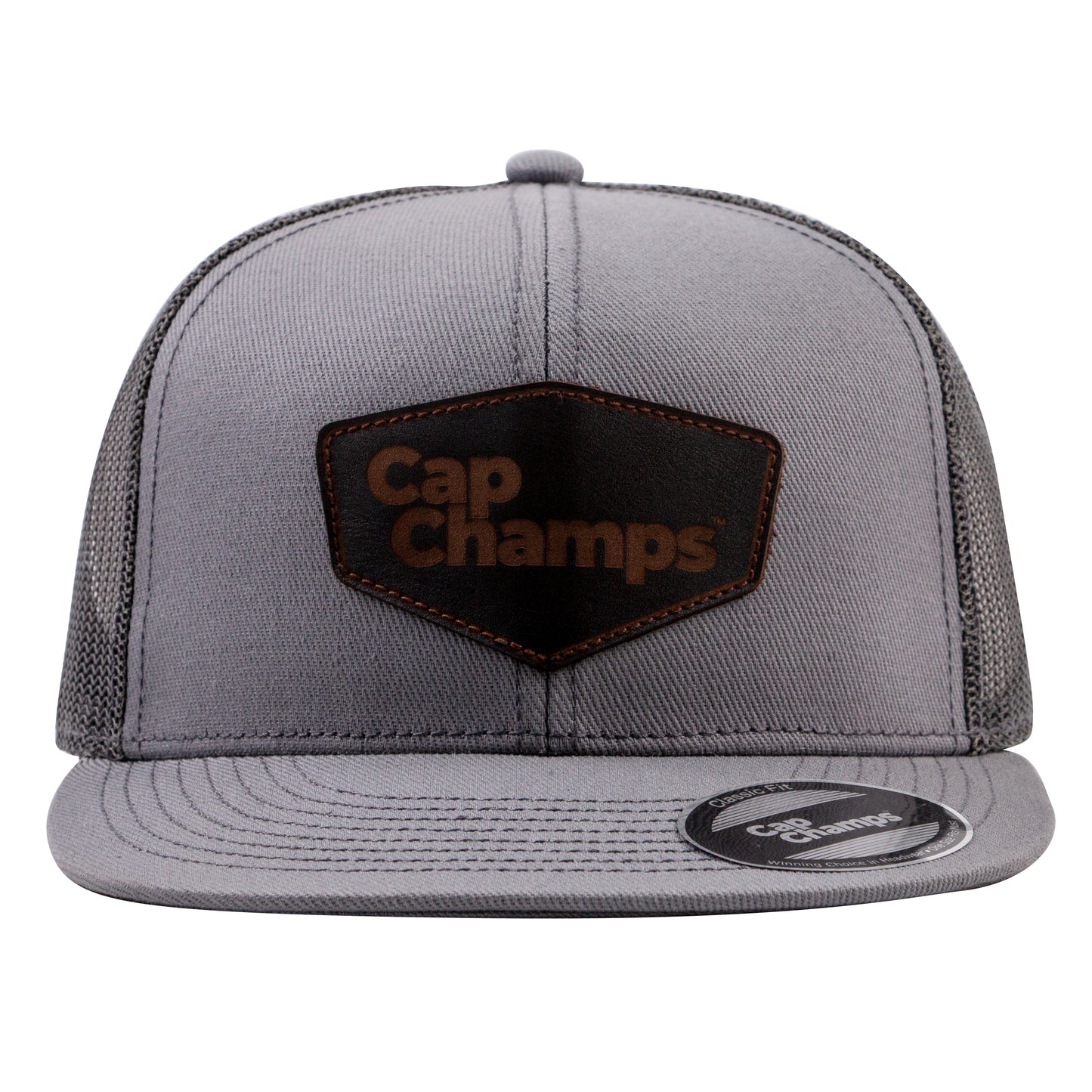 Classic Fit Mesh Snap Back Cap Leather Patch