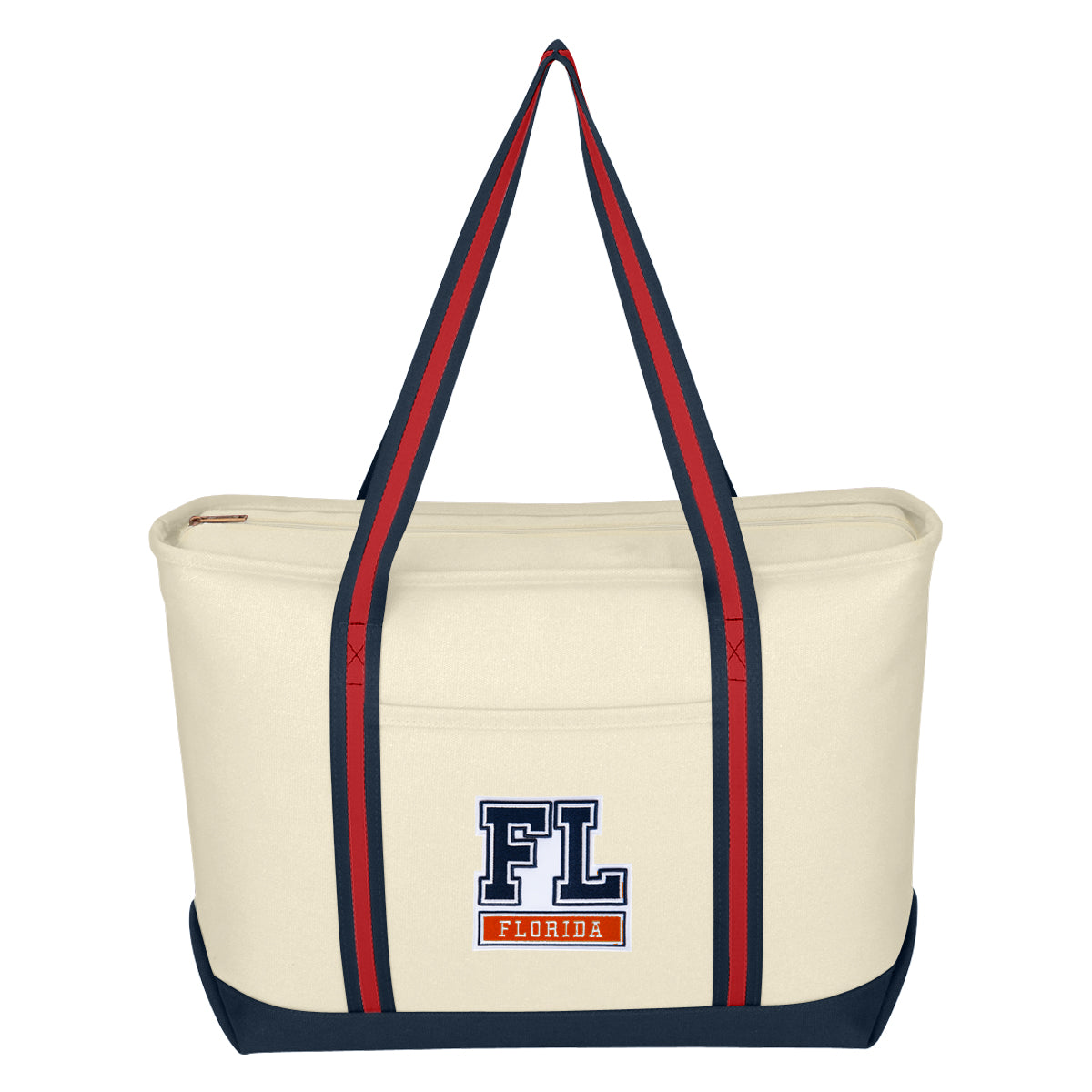 LARGE COTTON CANVAS ADMIRAL TOTE BAG WITH TACKLE TWILL PATCH