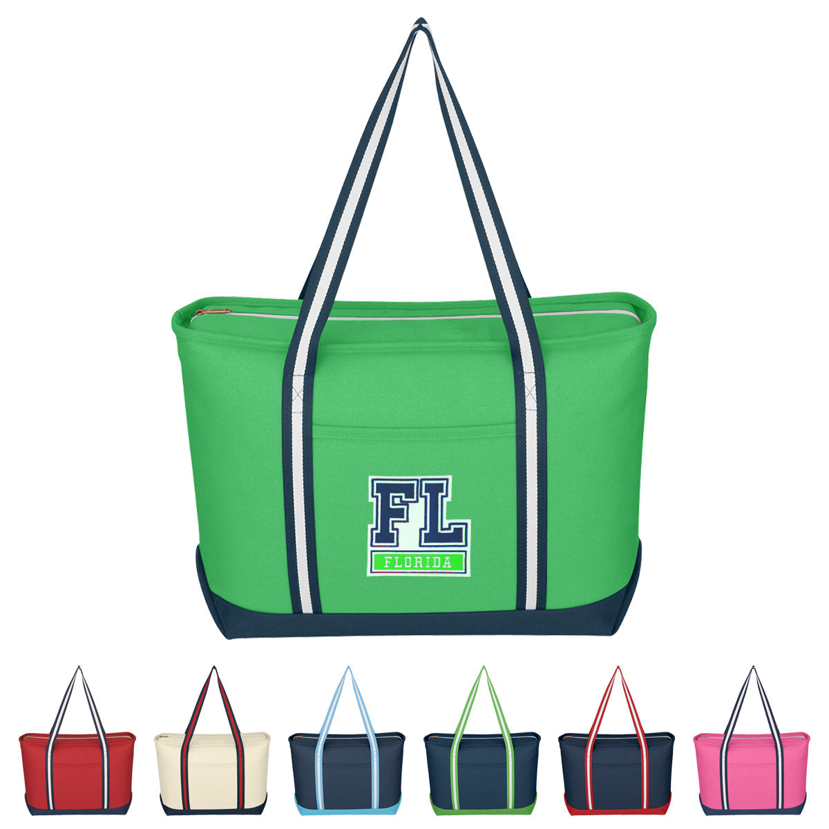 LARGE COTTON CANVAS ADMIRAL TOTE BAG WITH TACKLE TWILL PATCH