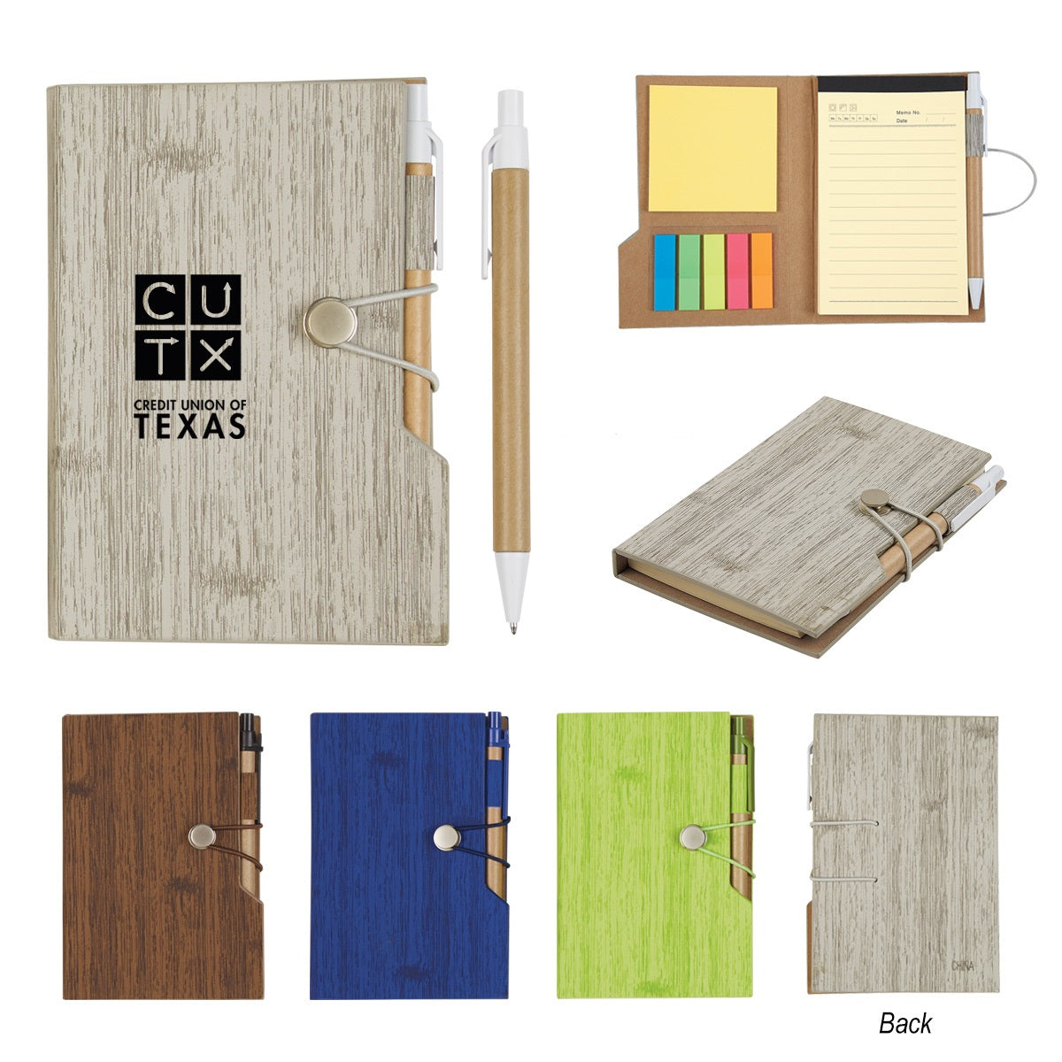 Woodgrain Look Notebook With Sticky Notes And Flags