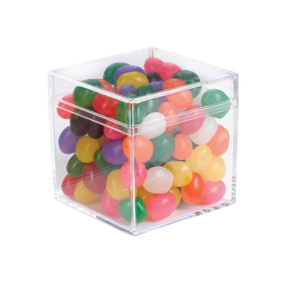 CANDY CUBE SHAPED ACRYLIC CONTAINER WITH CANDY