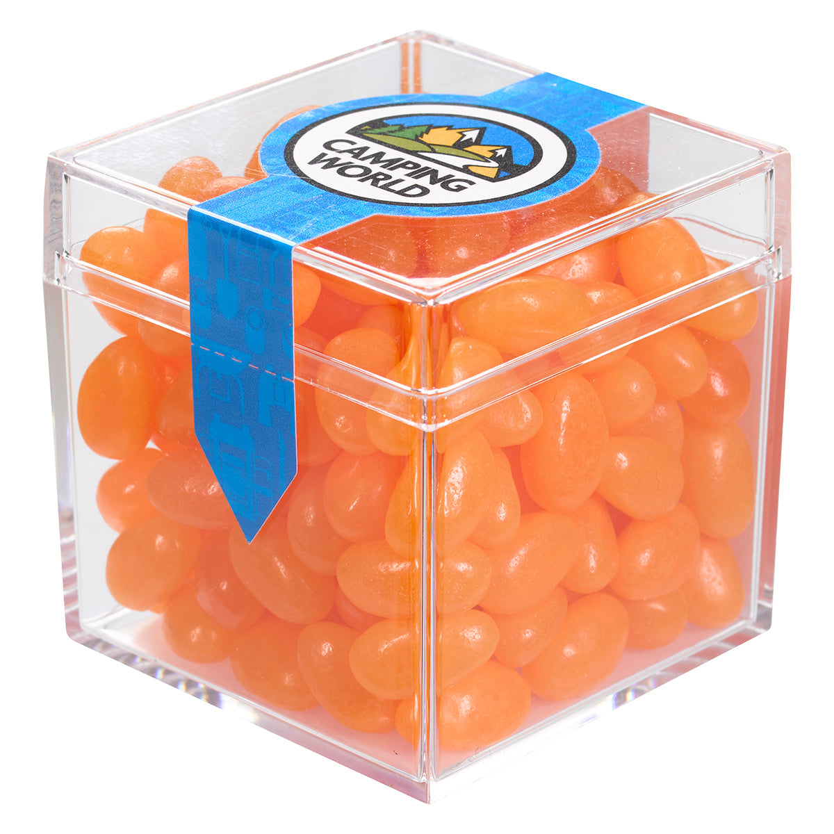 CANDY CUBE SHAPED ACRYLIC CONTAINER WITH CANDY