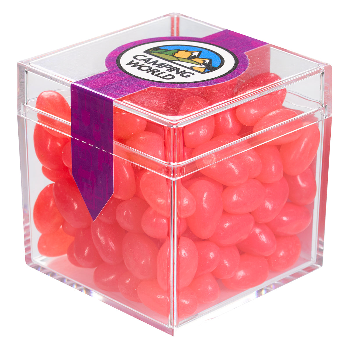 CANDY CUBE SHAPED ACRYLIC CONTAINER WITH CANDY