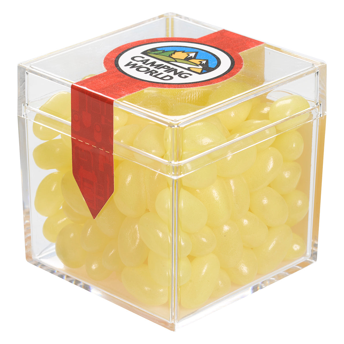 CANDY CUBE SHAPED ACRYLIC CONTAINER WITH CANDY