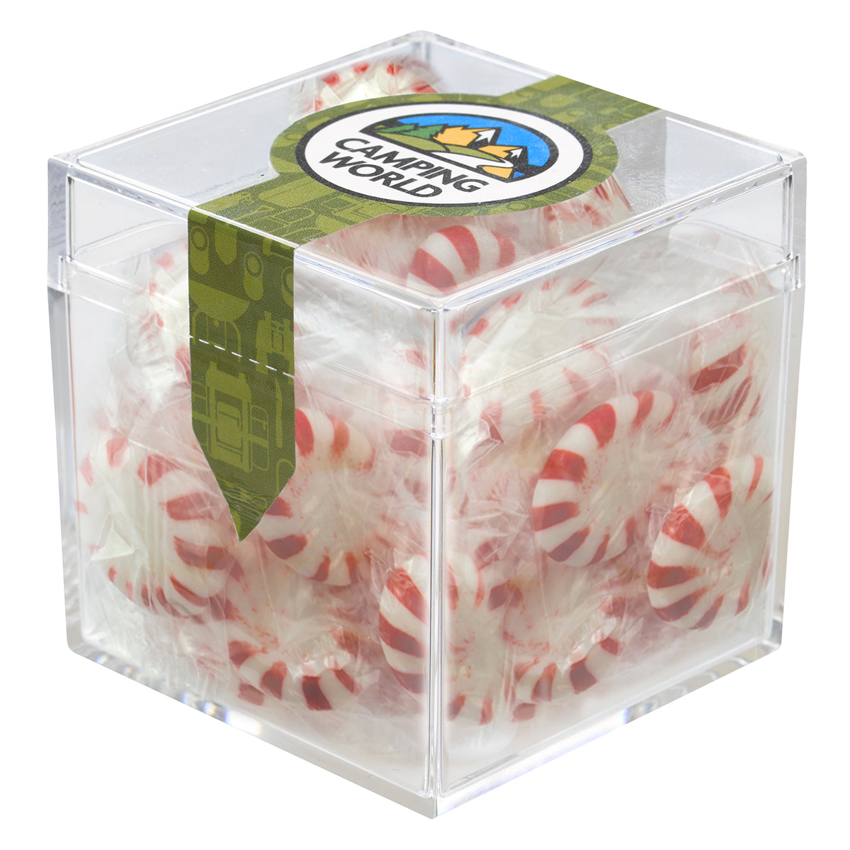 CANDY CUBE SHAPED ACRYLIC CONTAINER WITH CANDY