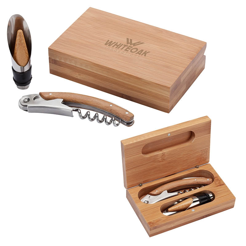 Bel Vino 2-Piece Bamboo Wine Set