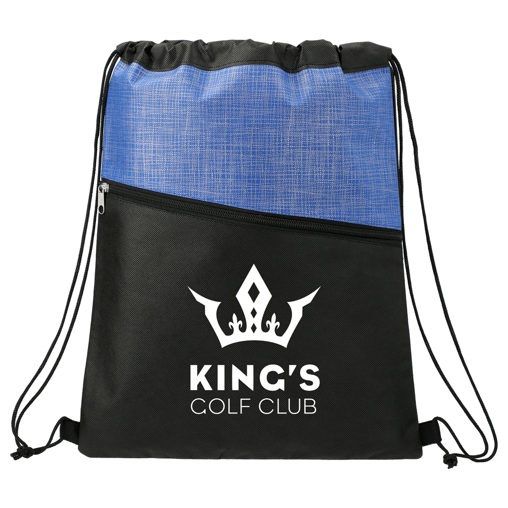 Cross Weave Zippered Drawstring Bag