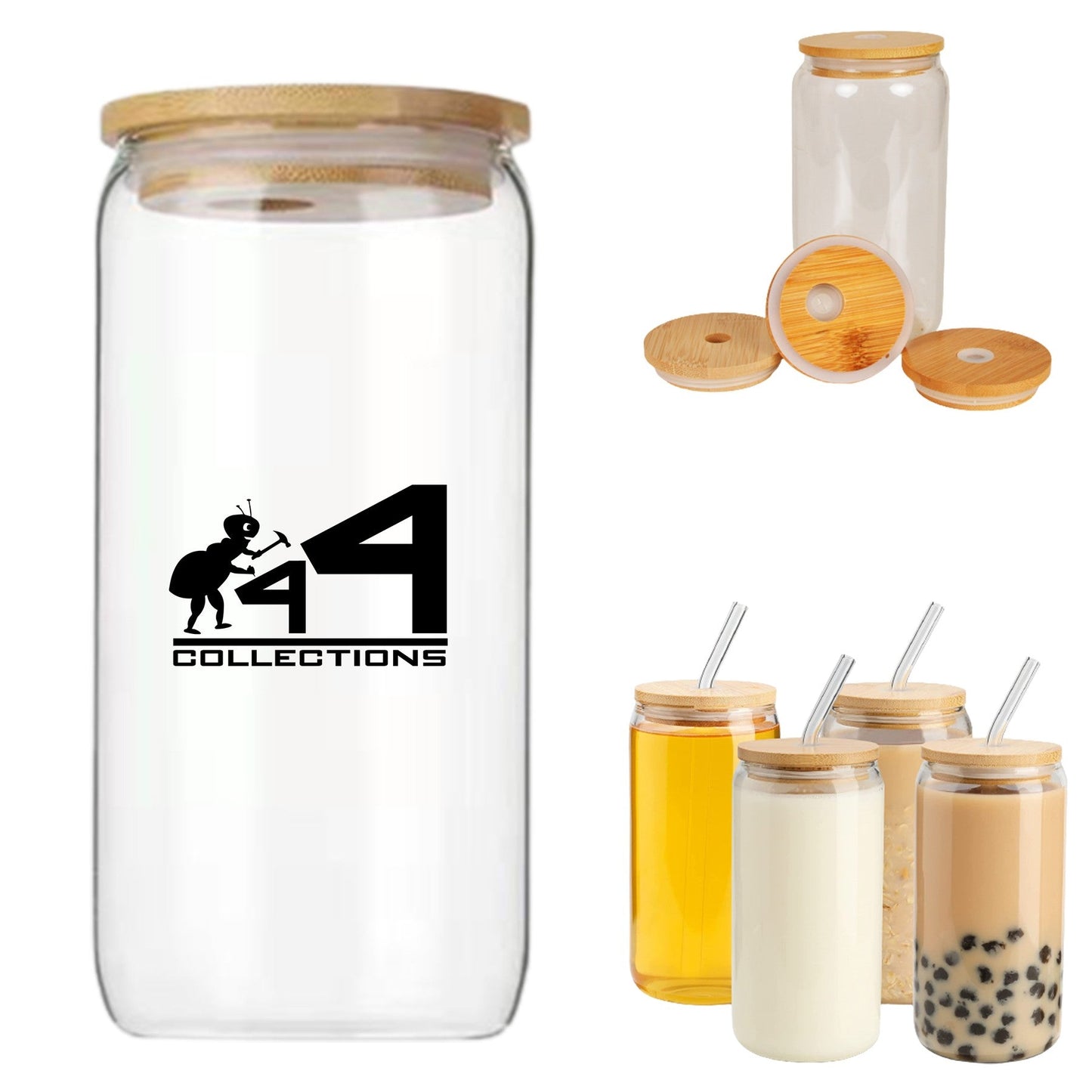 17 oz mason jar smoothie cups w/ bamboo lid and straw