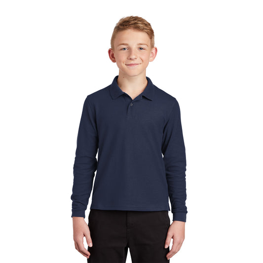 Screen Print Port Authority® Youth Silk Touch™ Long Sleeve Polo