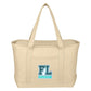 LARGE COTTON CANVAS YACHT TOTE BAG WITH TACKLE TWILL PATCH