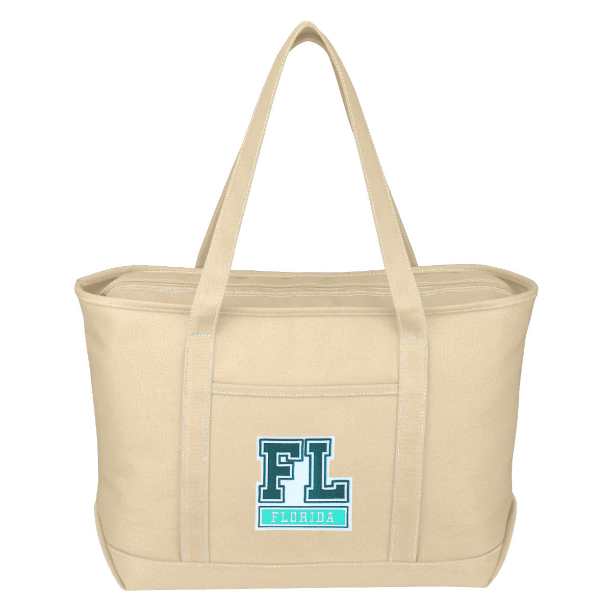 LARGE COTTON CANVAS YACHT TOTE BAG WITH TACKLE TWILL PATCH