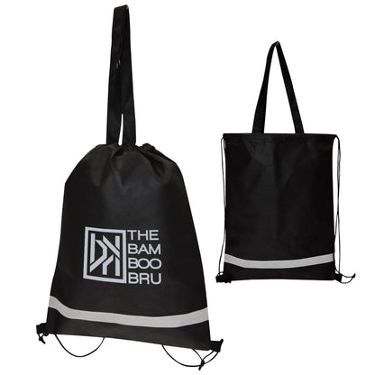 DOUBLE FEATURE NON-WOVEN DRAWSTRING TOTE BAG