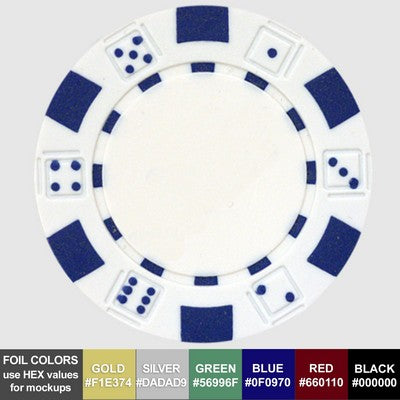 11.5 gram ABS Dice Striped Poker Chips (Hot Stamped with Foil)