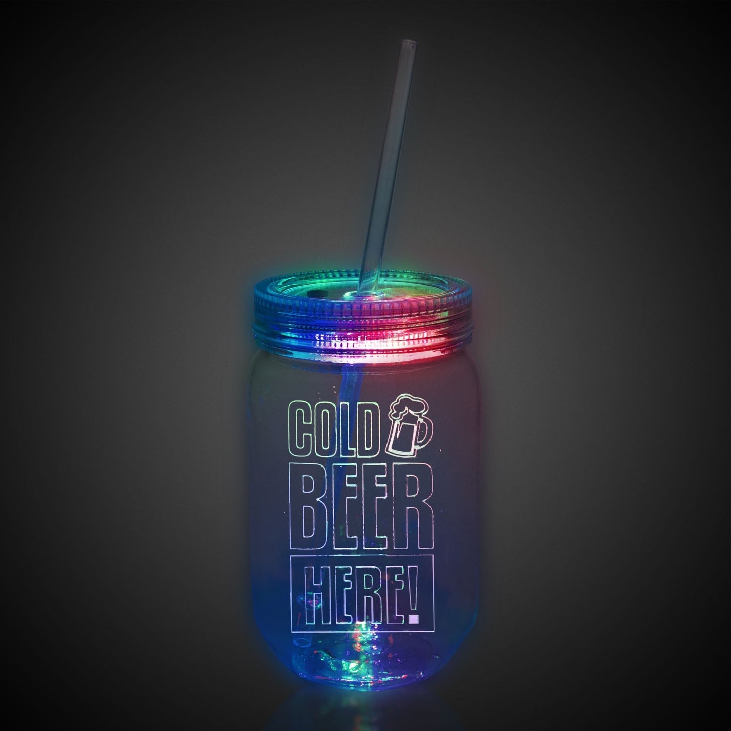 Multi Color LED Jar with Straw